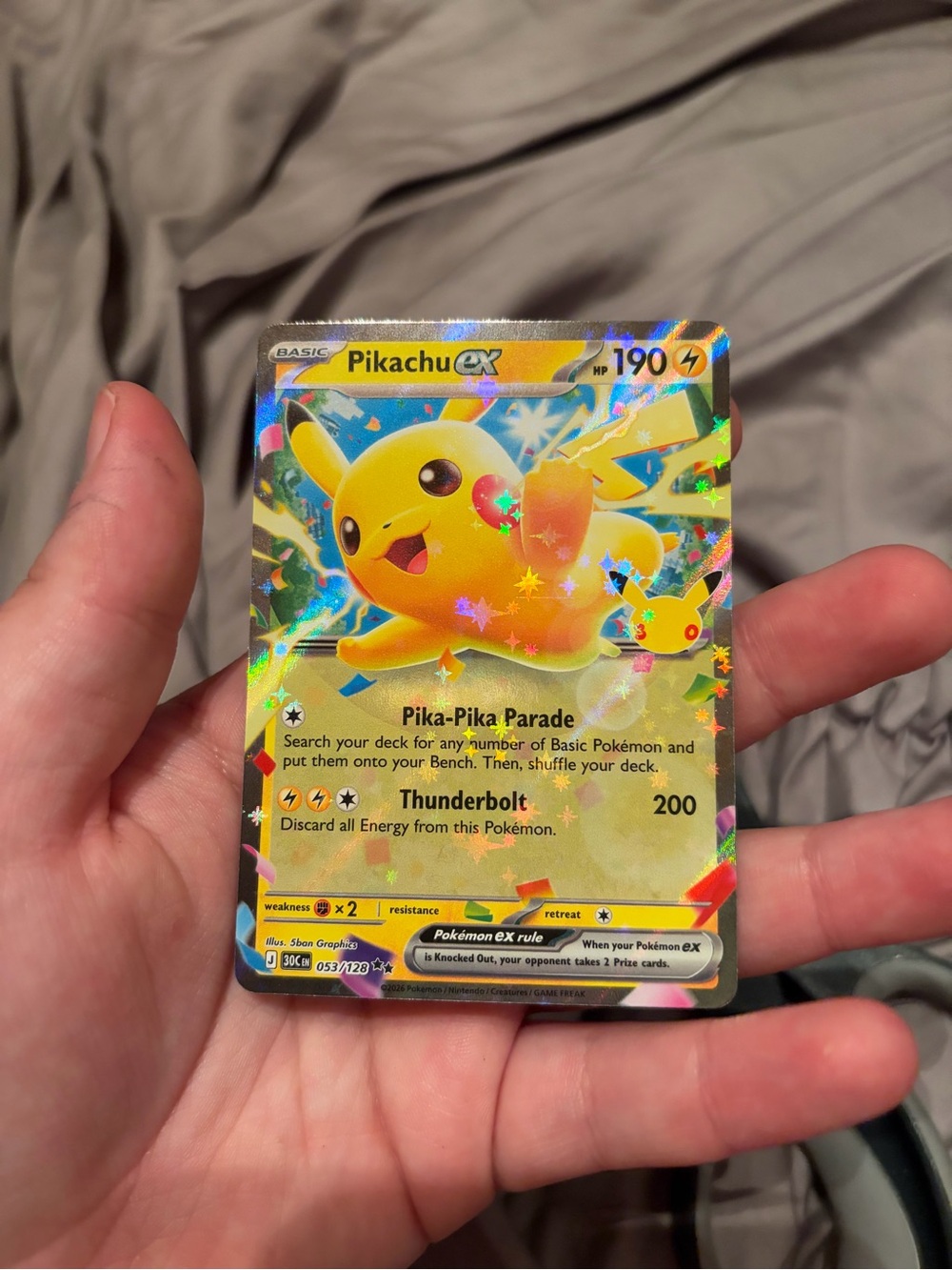 Pikachu EX Holographic Trading Card – Yellow